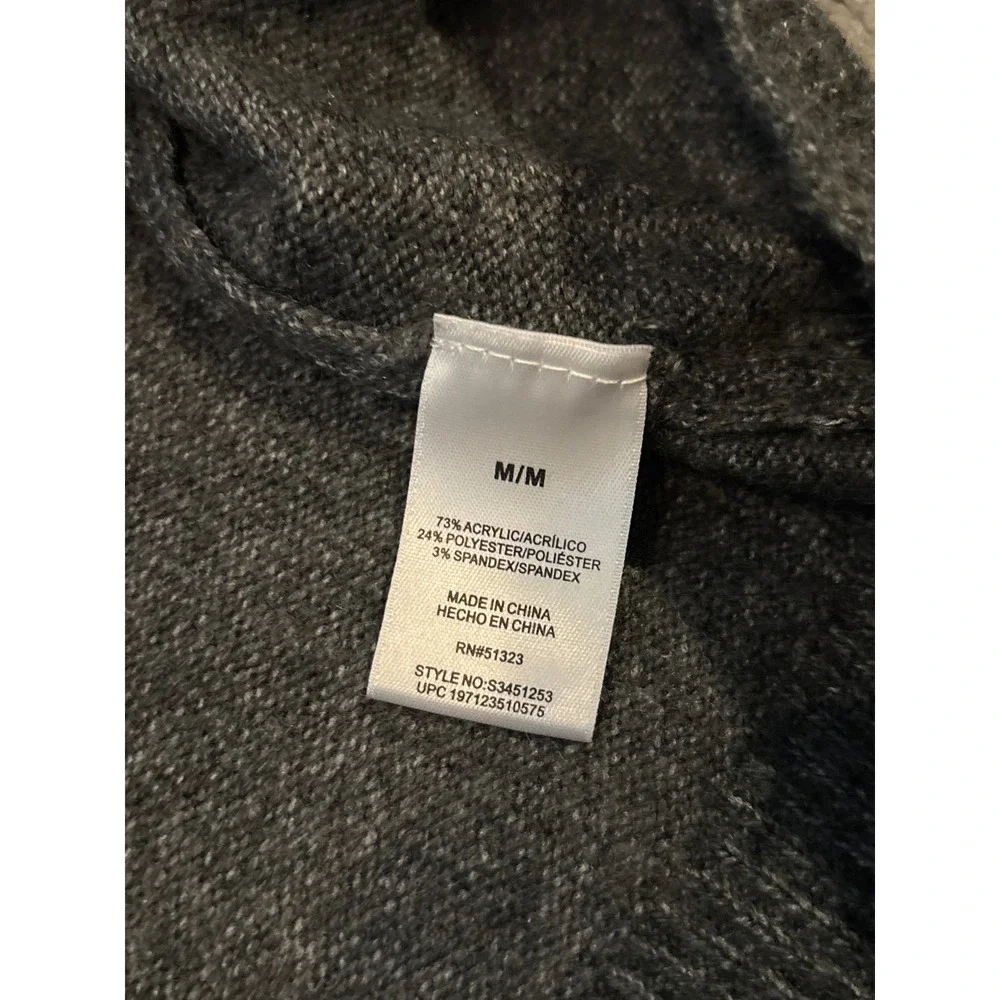 Vince Camuto Cheers Graphic Sweater Gray Marl Knit Pullover S3451253 Mens M